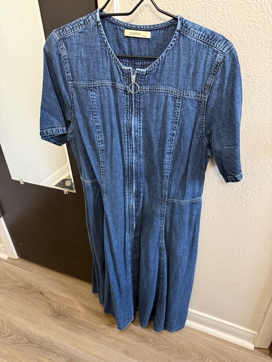 Zapelle Dresses & Skirts - Zapelle Blue Denim Midi Dress with Front Zip